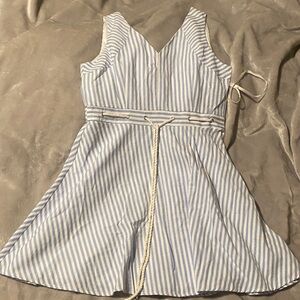 Love Riche Blue and White Striped Casual Kids Dress